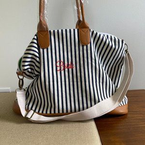 Bride Embroidered Striped Tote Bag